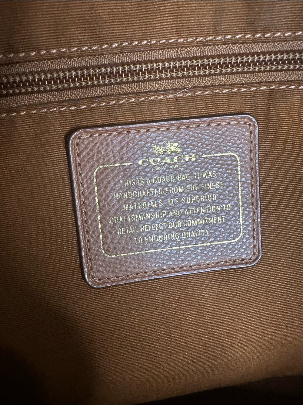 Coach Cognac Leather Street Tote with Gold Logo - Picture 9 of 15